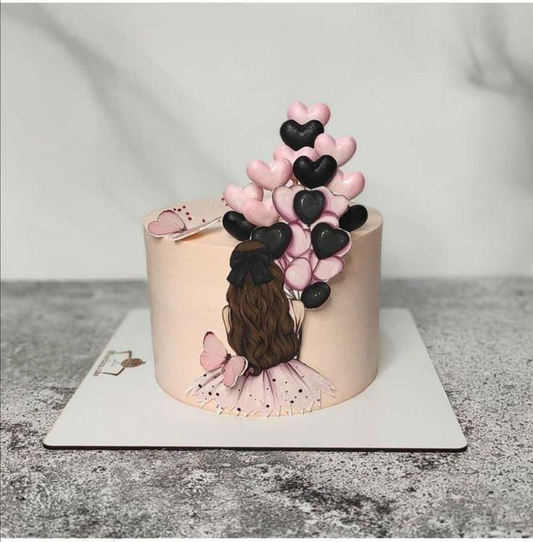 Торт с девушкой с сердечками