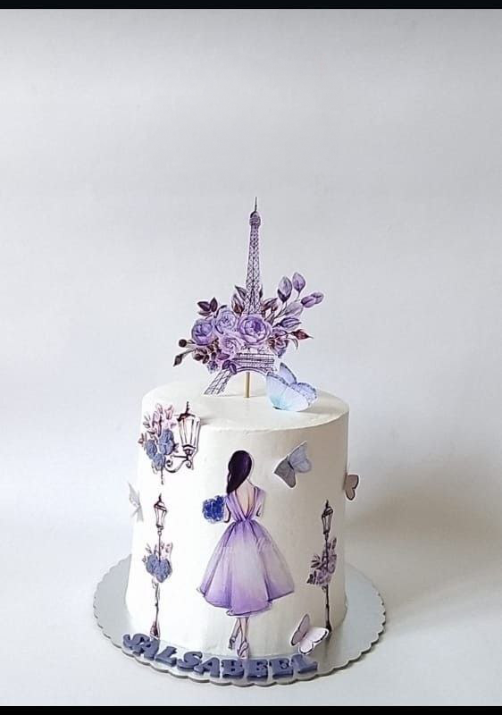 Торт для девушки в стиле Париж