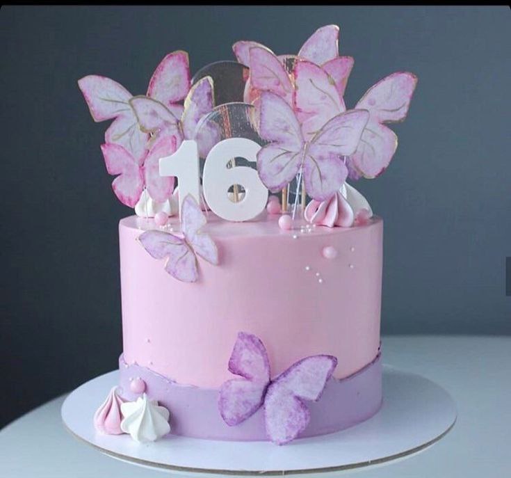 Торт для девушки с бабочками